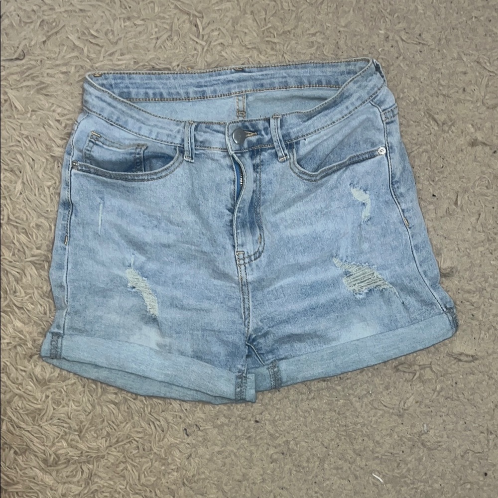 SHEIN Blue Jean Shorts Distressed Cut-Offs